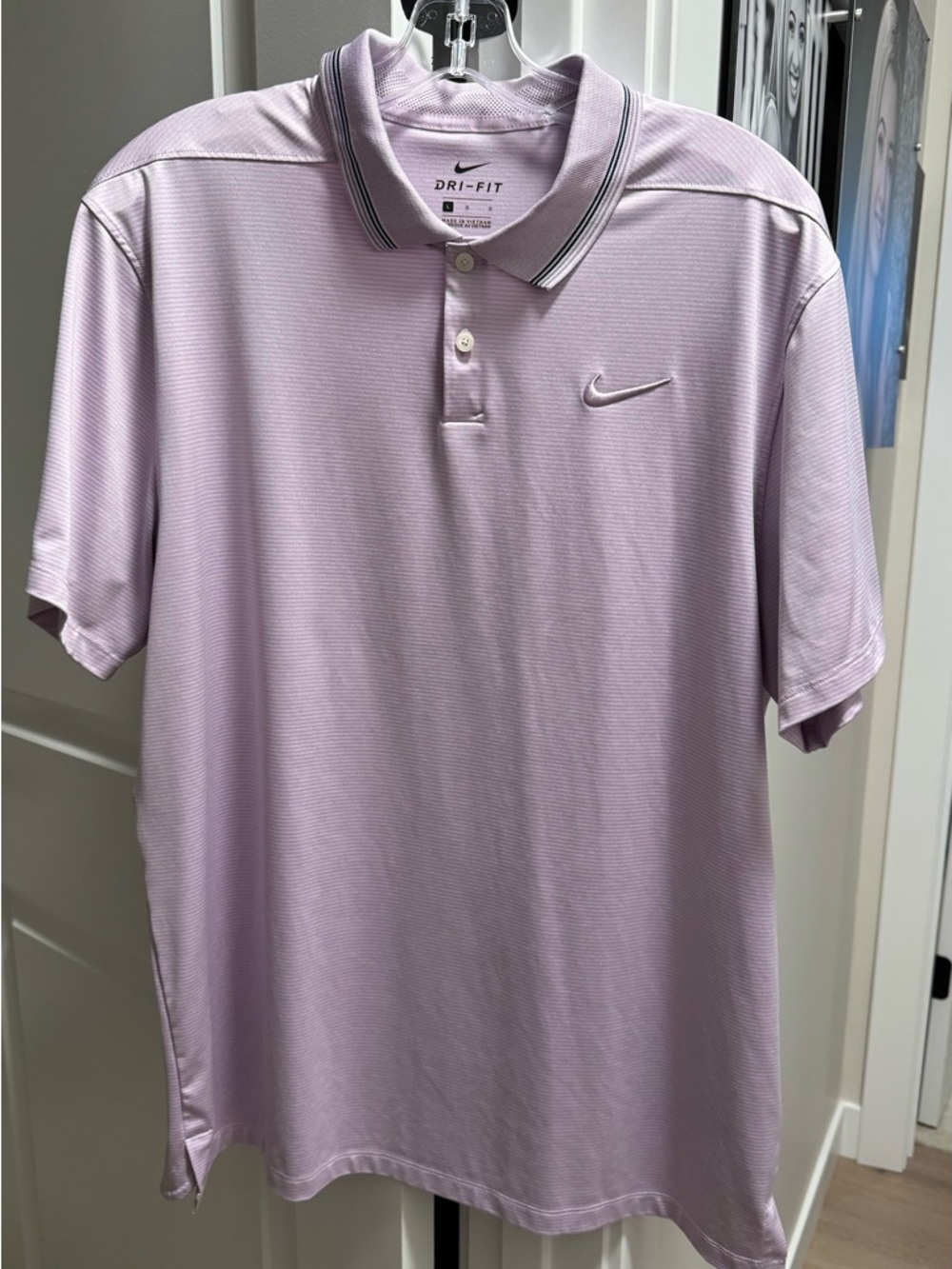 Nike Men’s Dri-FIT Polo in Lavender with Stripe Collar